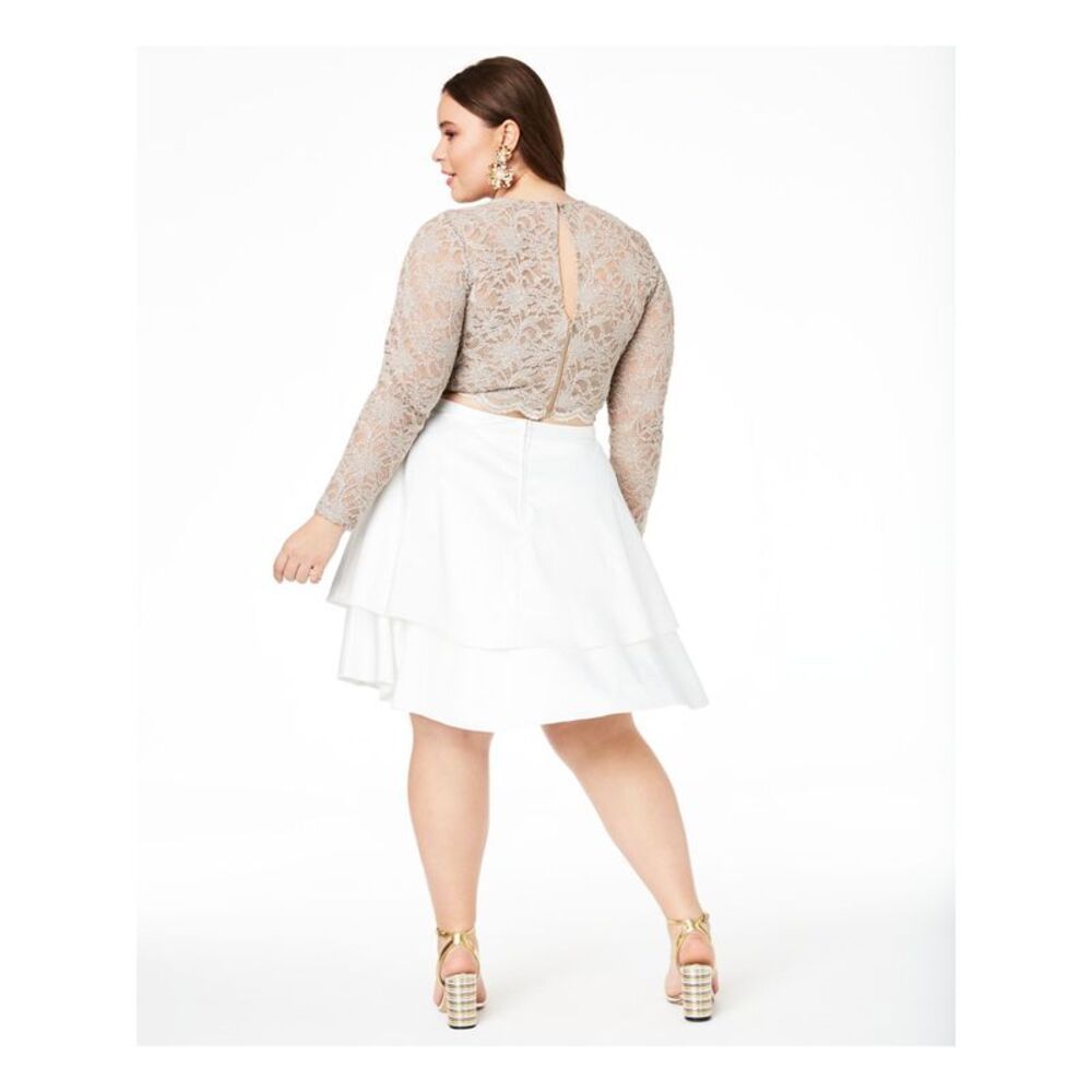 CITY STUDIO Womens Beige Above The Knee Evening Skirt Plus Size: 20W - Picture 2 of 4